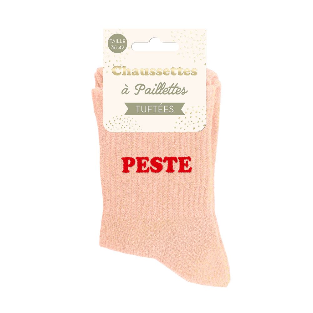 Chaussettes paillettes tuftees peste