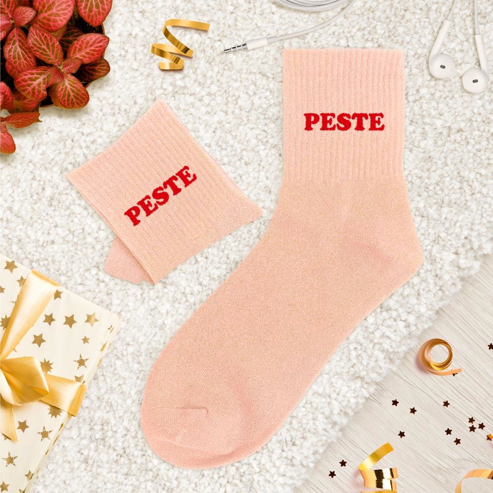 Chaussettes paillettes tuftees peste