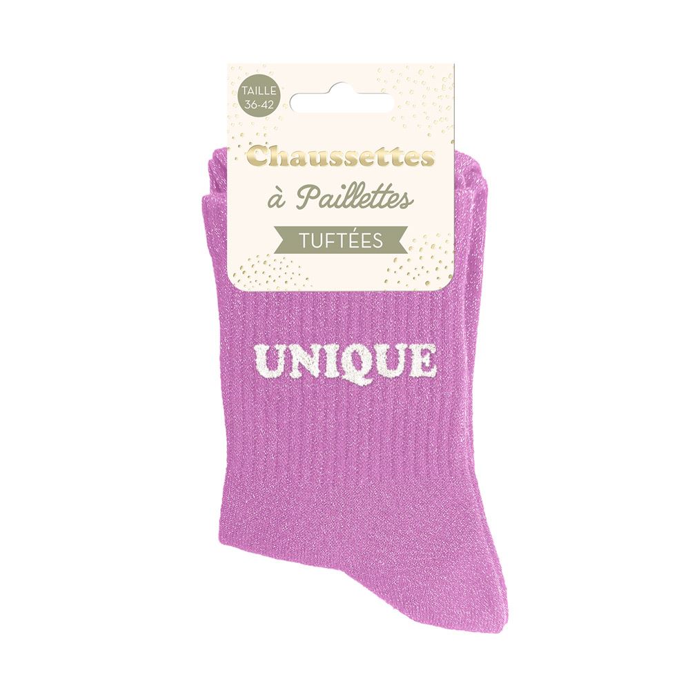 Chaussettes paillettes tuftees unique