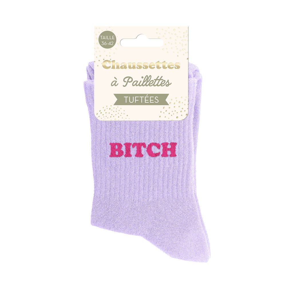 Chaussettes paillettes tuftees bitch