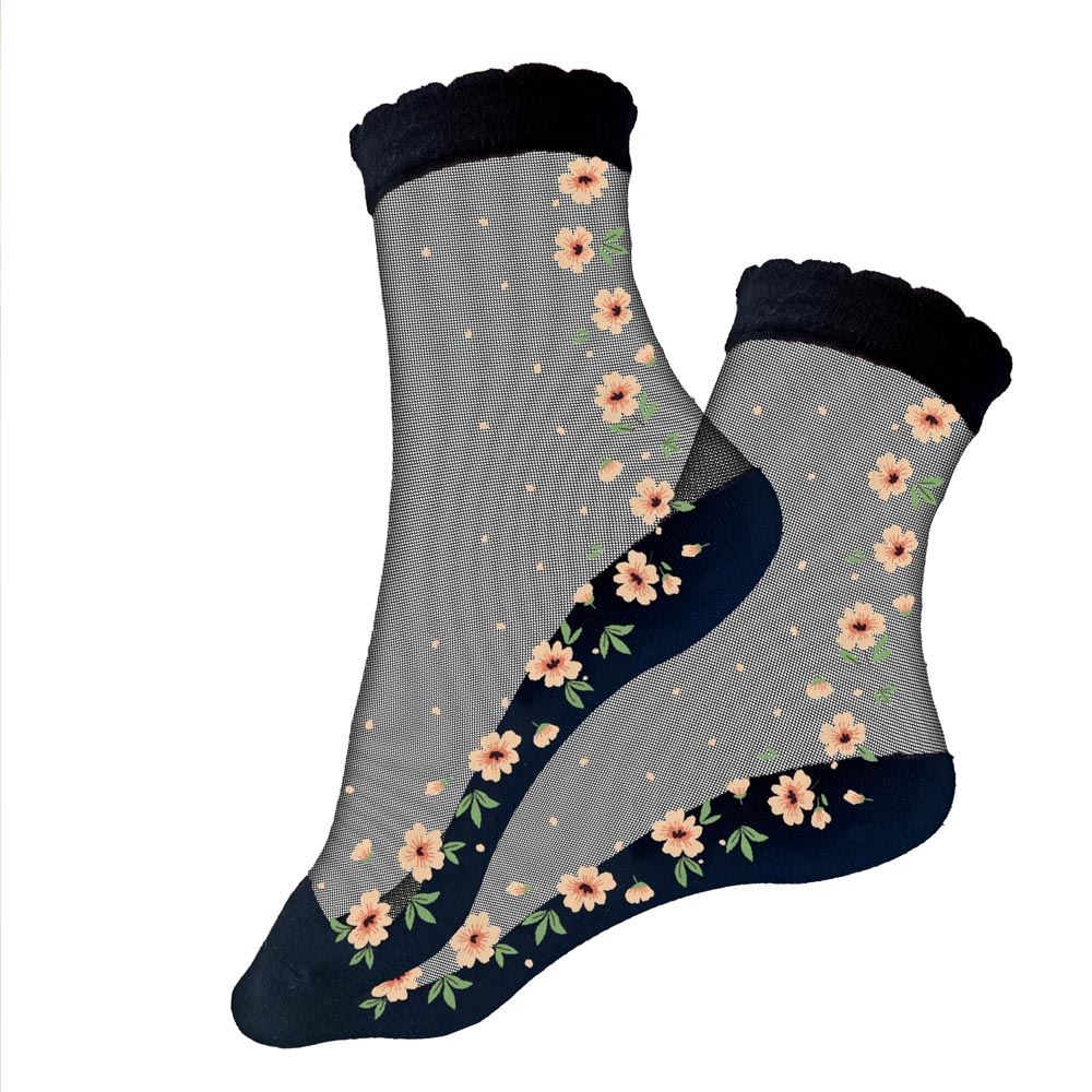 Chaussettes collants motifs fleurs jaunes