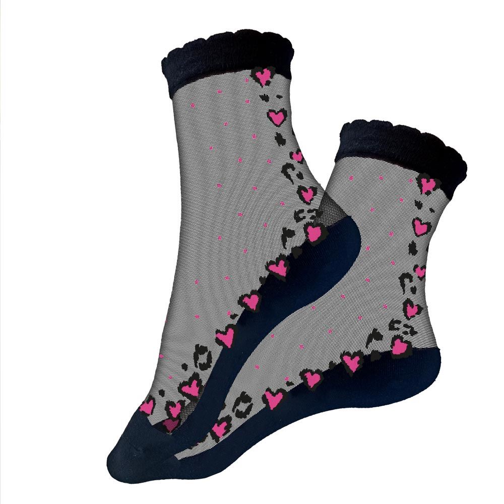 Chaussettes collants motifs cŒurs roses