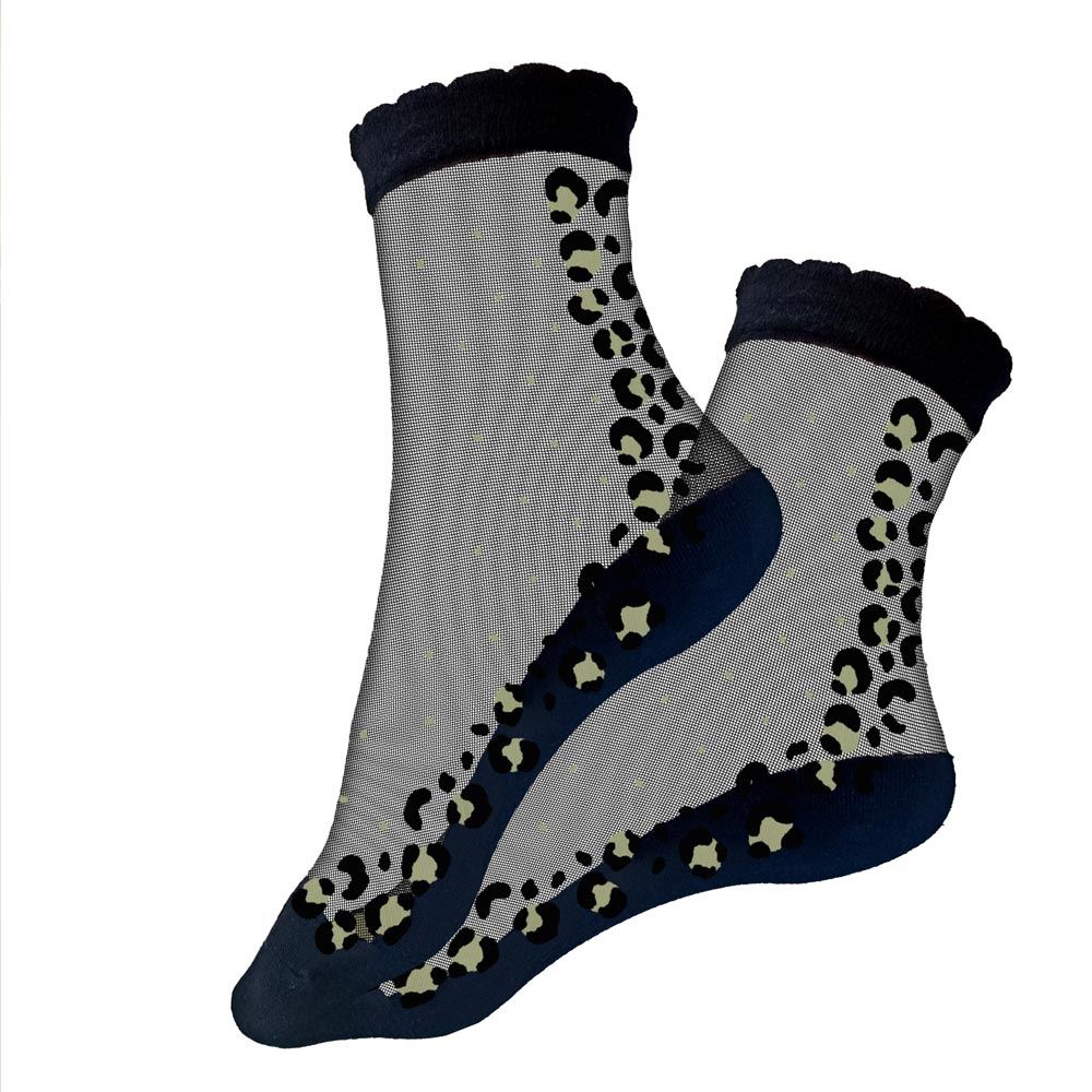 Chaussettes collants motifs leopard kaki