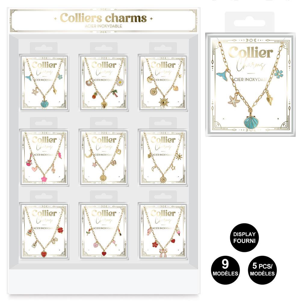 Display colliers charms 9mods/45pcs
