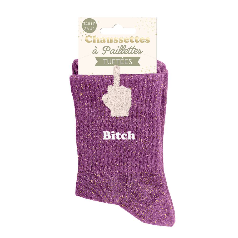 Chaussettes paillettes tuftees bitch doigt