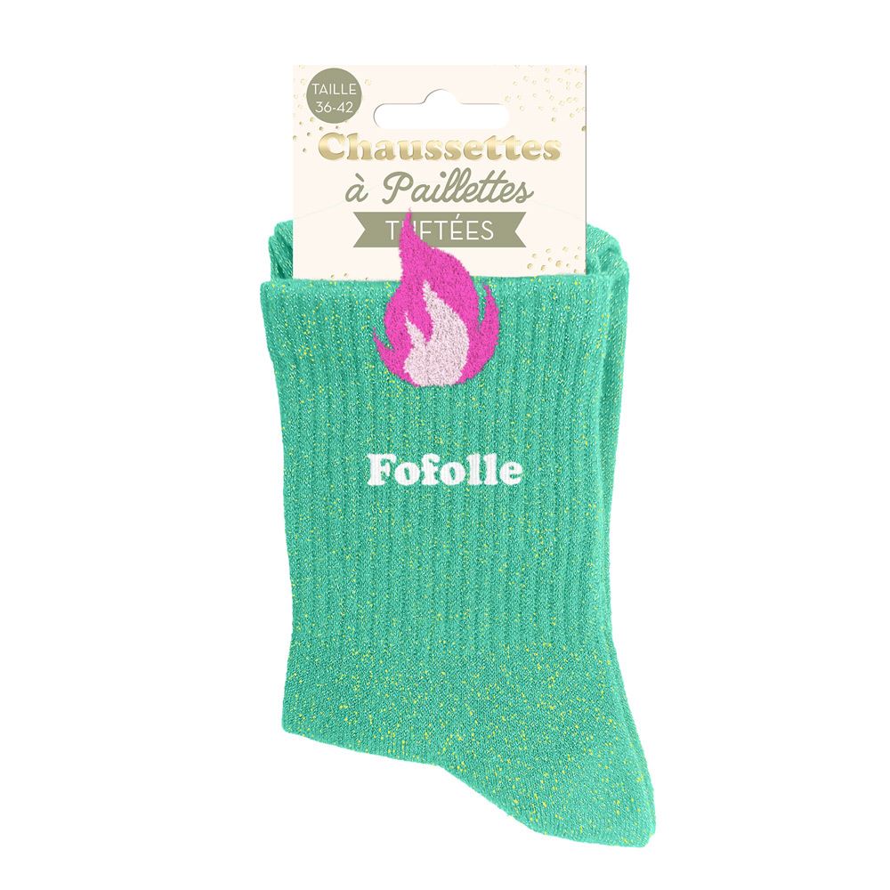 Chaussettes paillettes tuftees fofolle flamme