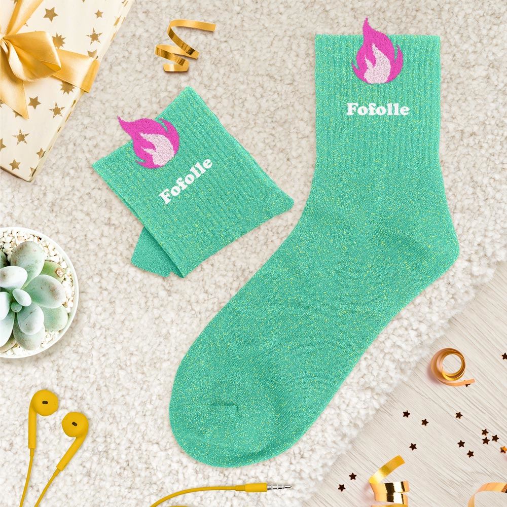 Chaussettes paillettes tuftees fofolle flamme