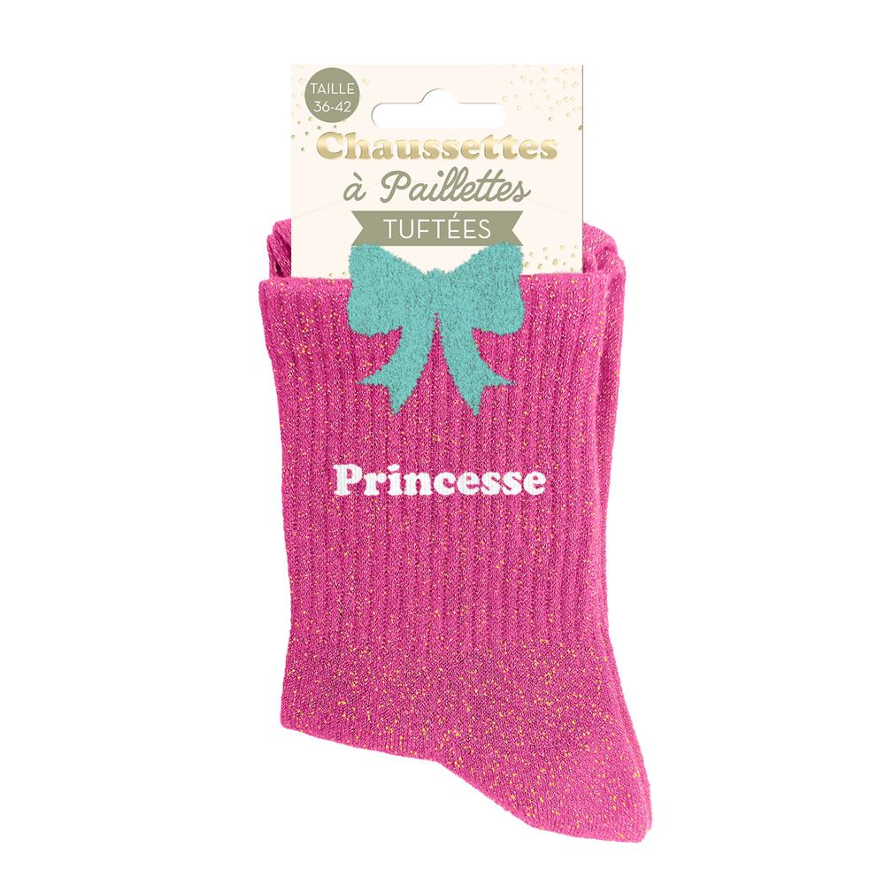 Chaussettes paillettes tuftees princesse nŒud