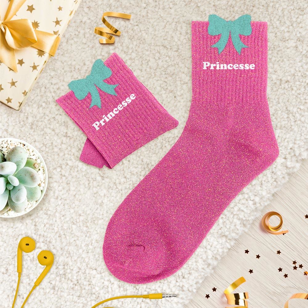 Chaussettes paillettes tuftees princesse nŒud