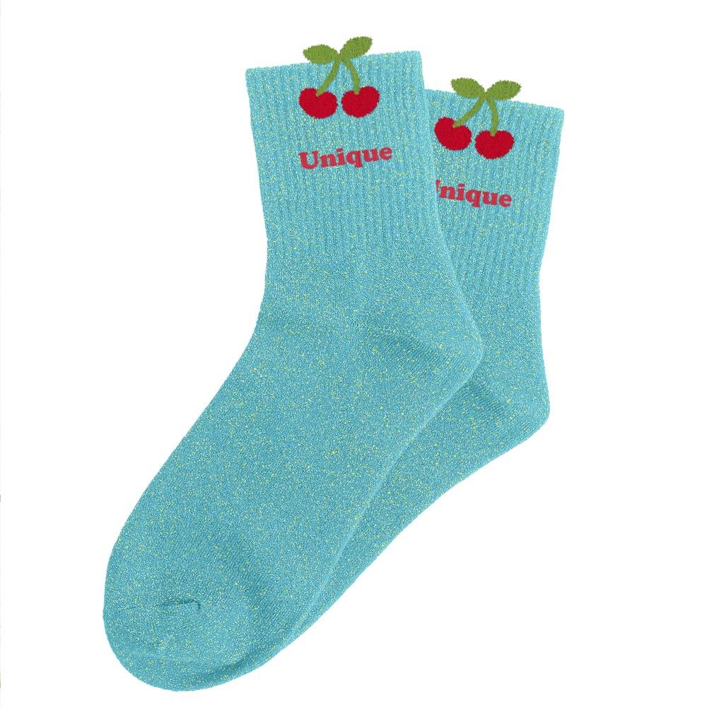 Chaussettes paillettes tuftees unique cerises