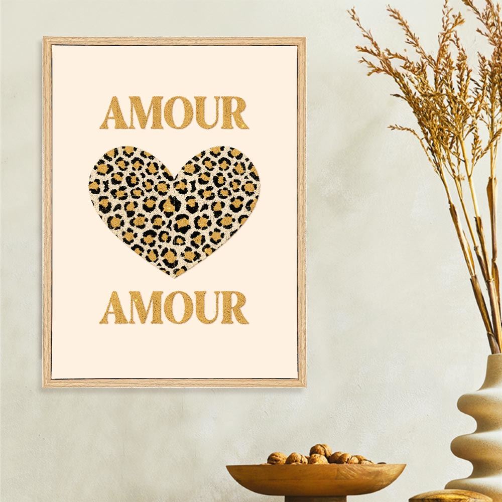 Toile tuftee paillettes amour amour leopard