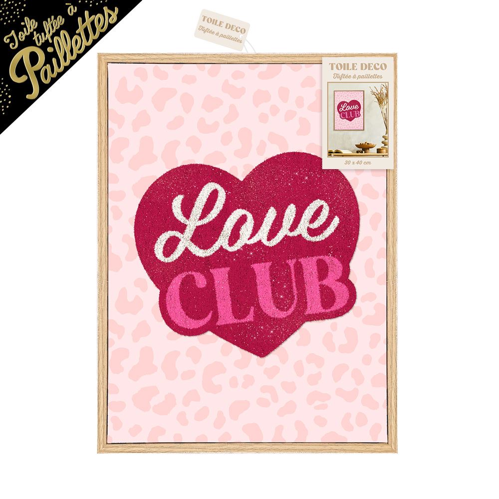 Toile tuftee paillettes love club