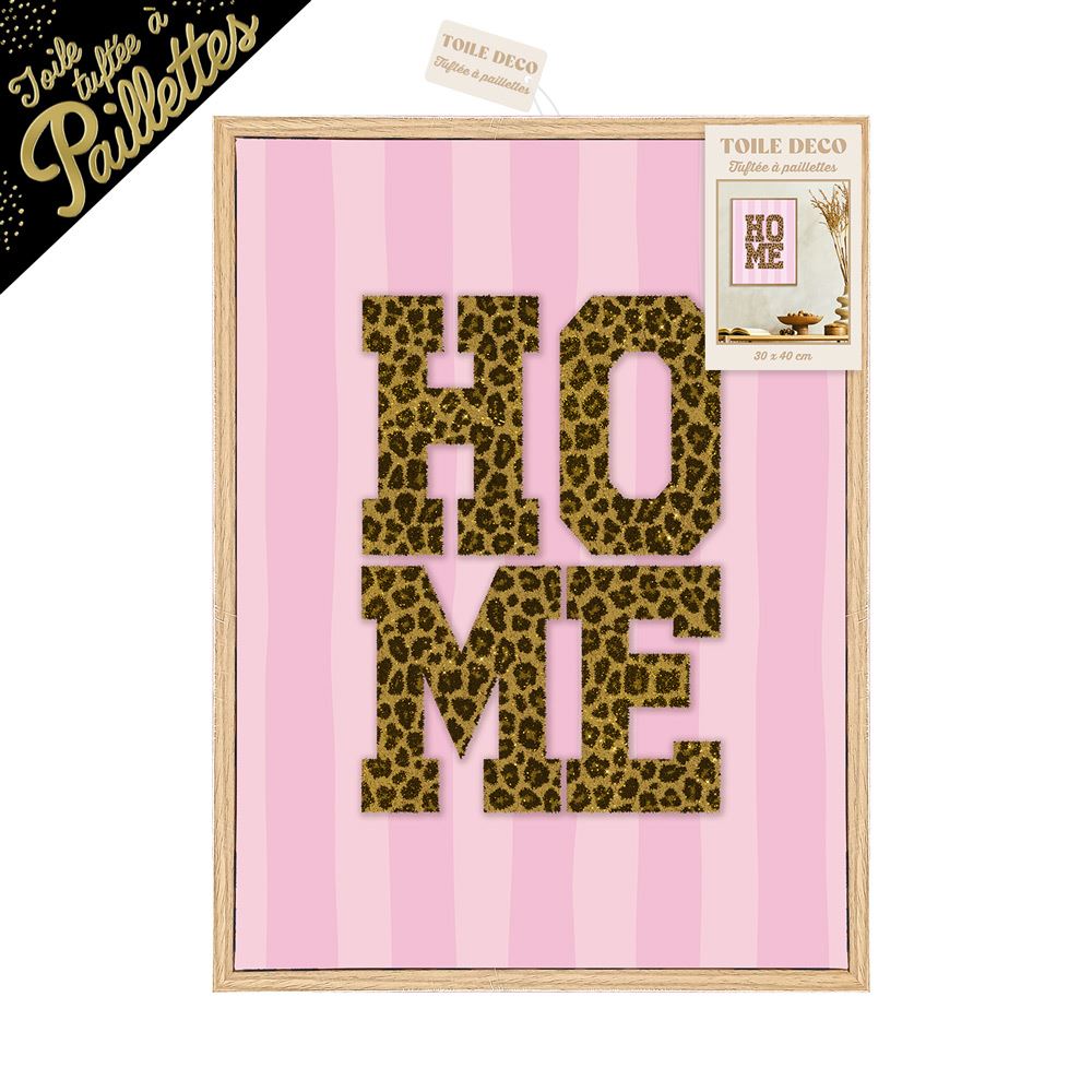 Toile tuftee paillettes home leopard