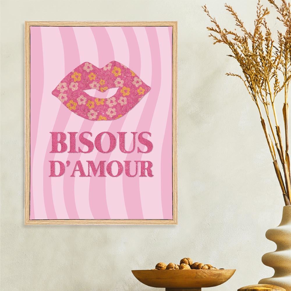 Toile tuftee paillettes bisous d amour