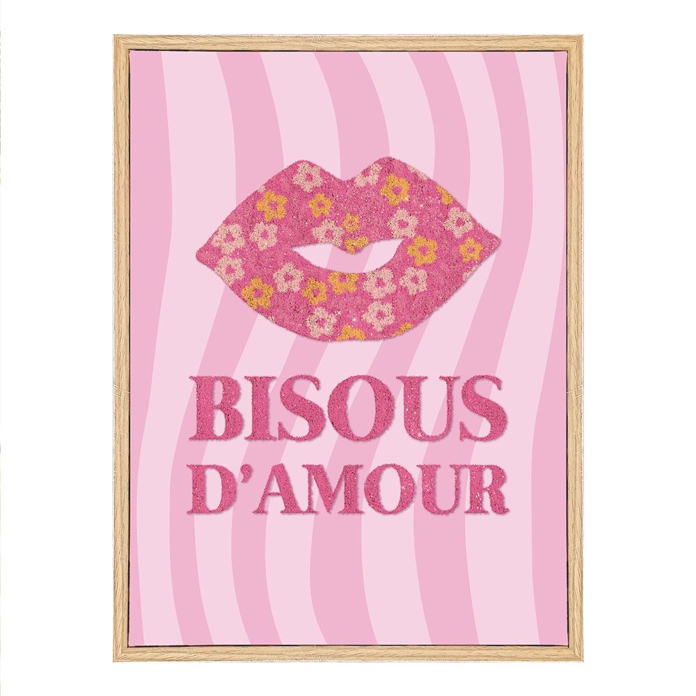 Toile tuftee paillettes bisous d amour