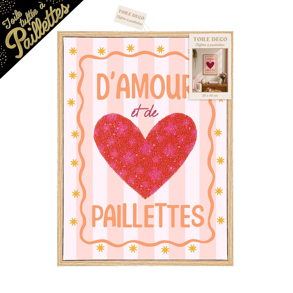 Toile tufte paillettes d amour et de paillettes