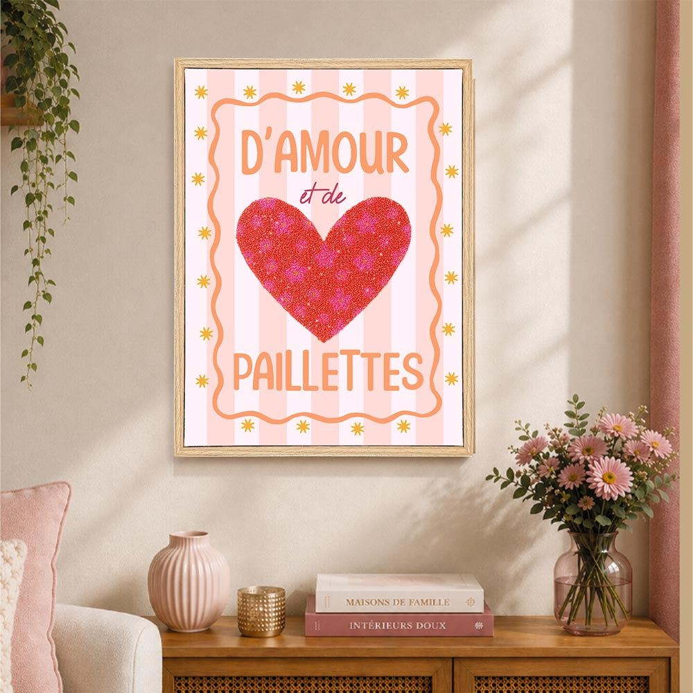 Toile tufte paillettes d amour et de paillettes