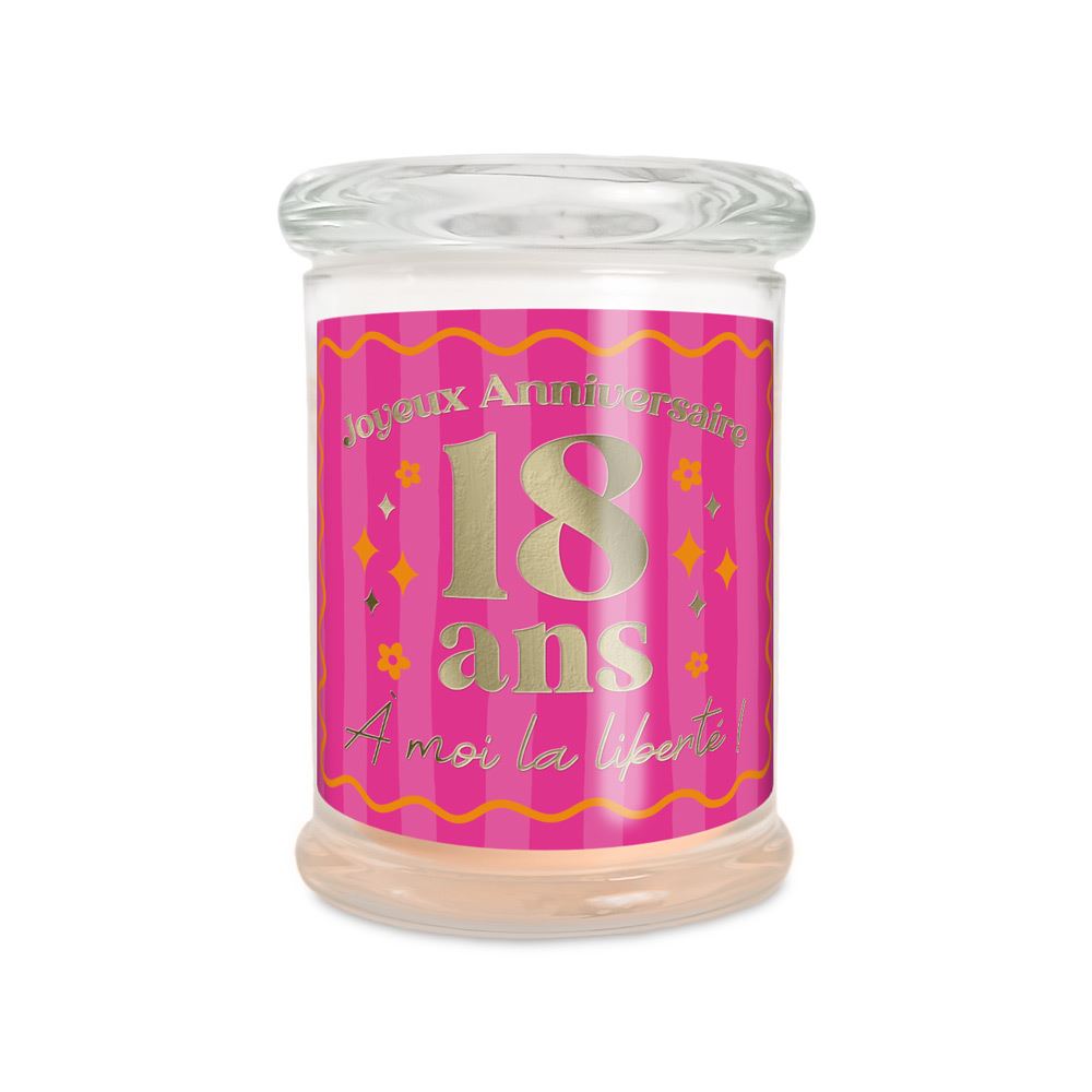 Bougie verre jasmin anniversaire 18 ans