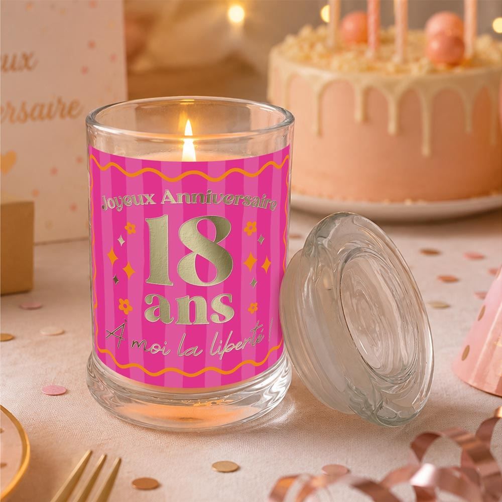Bougie verre jasmin anniversaire 18 ans