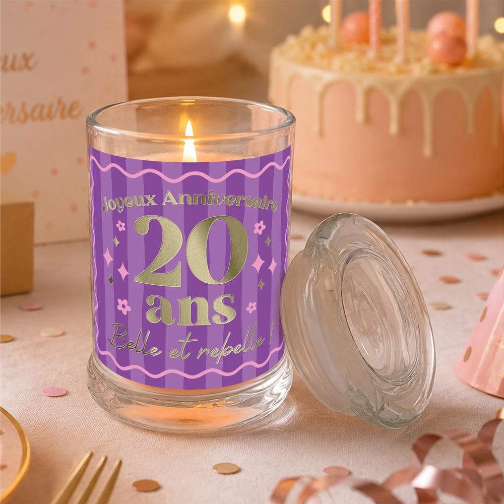 Bougie verre jasmin anniversaire 20 ans