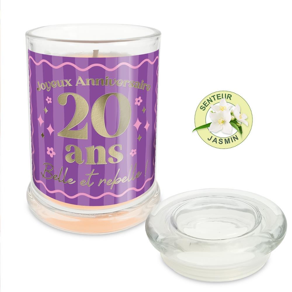 Bougie verre jasmin anniversaire 20 ans