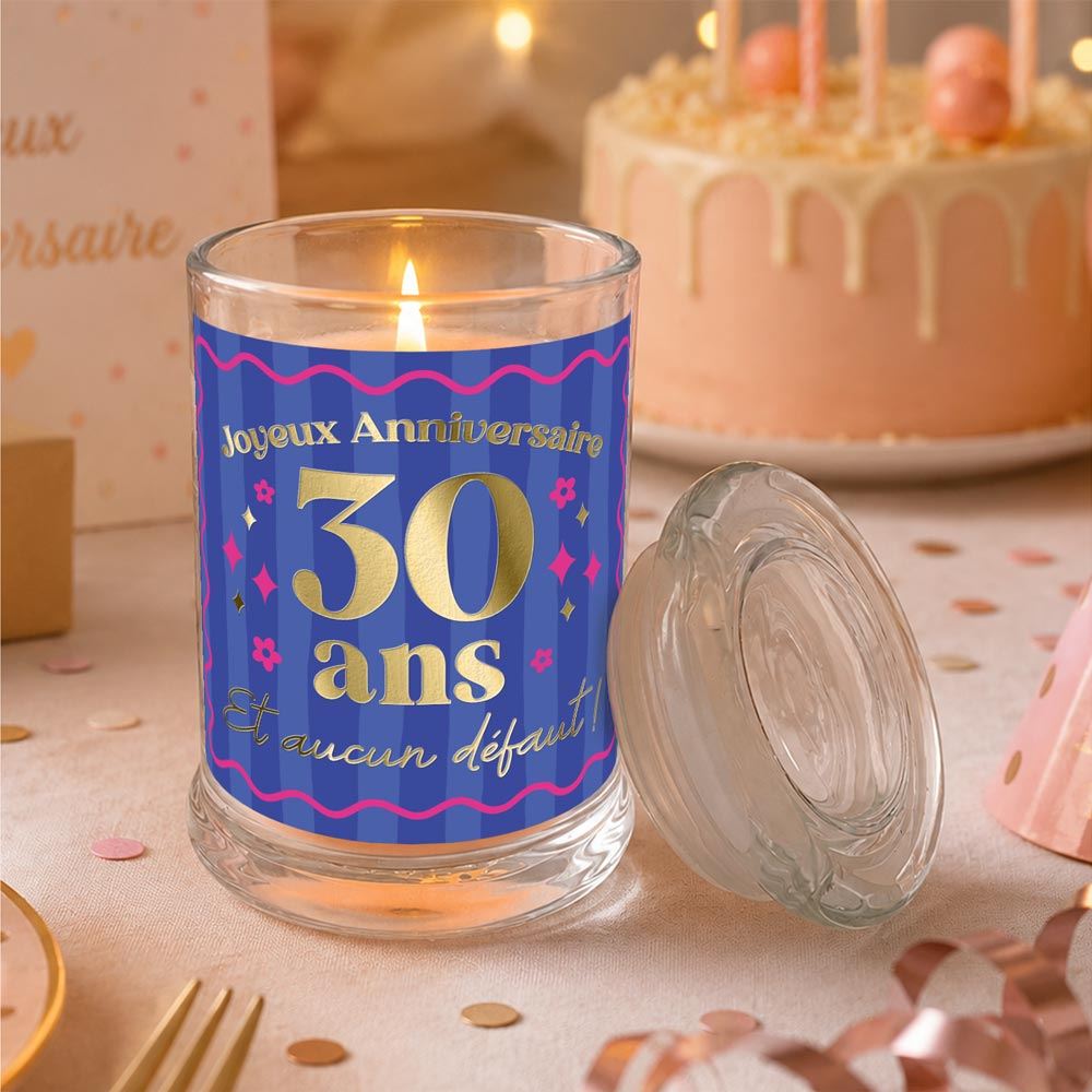 Bougie verre jasmin anniversaire 30 ans