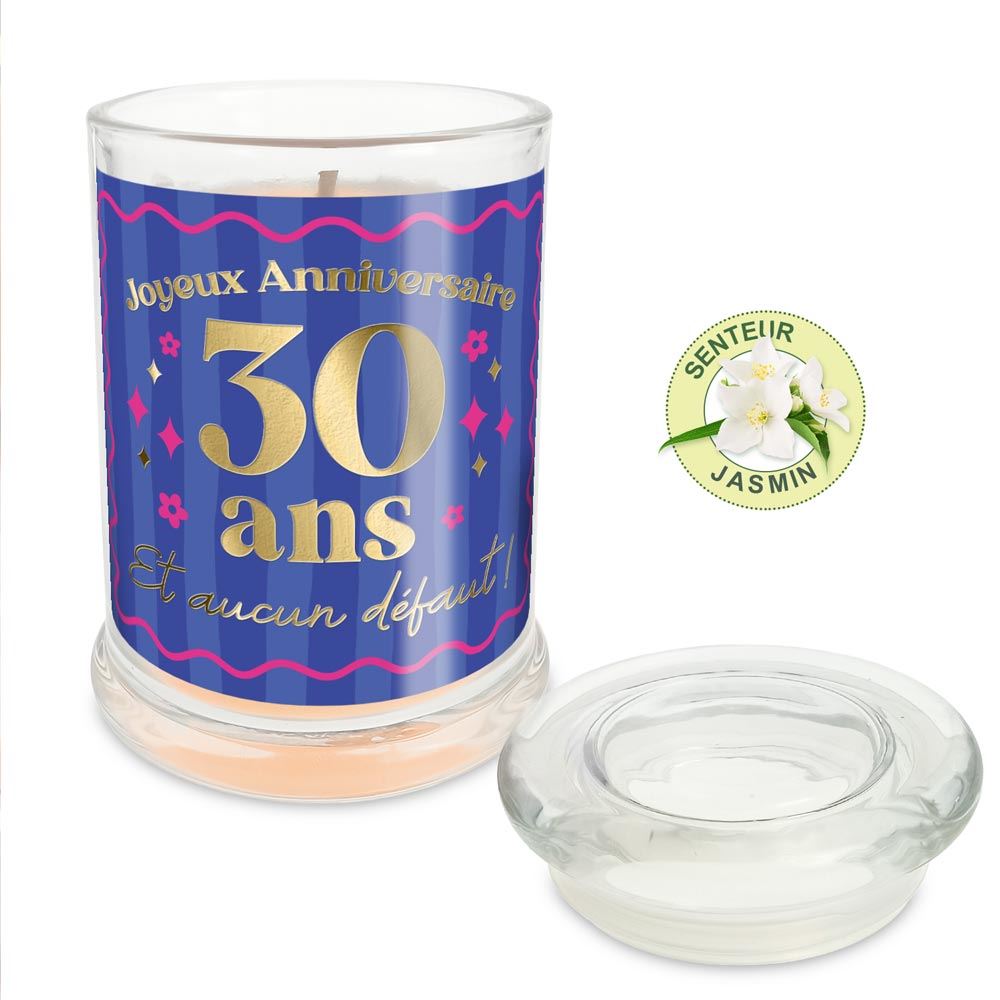 Bougie verre jasmin anniversaire 30 ans