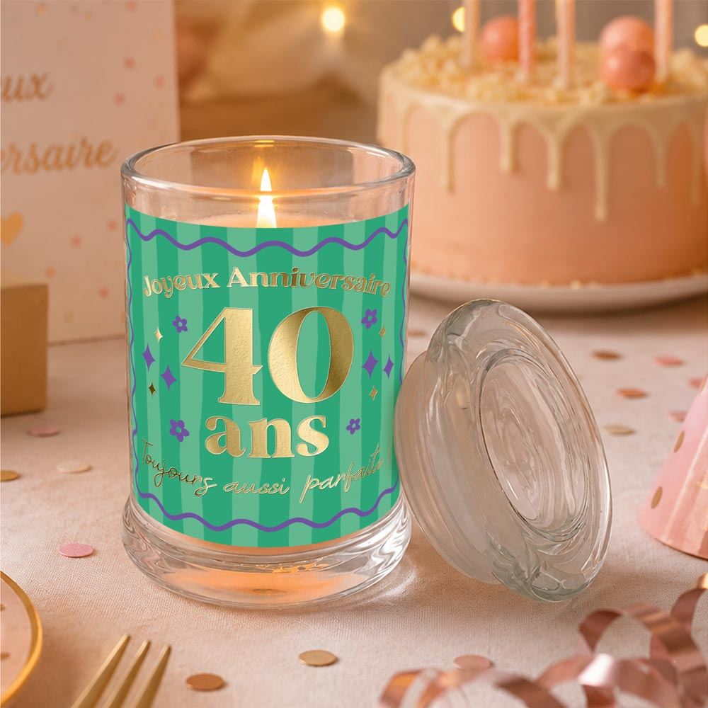 Bougie verre jasmin anniversaire 40 ans
