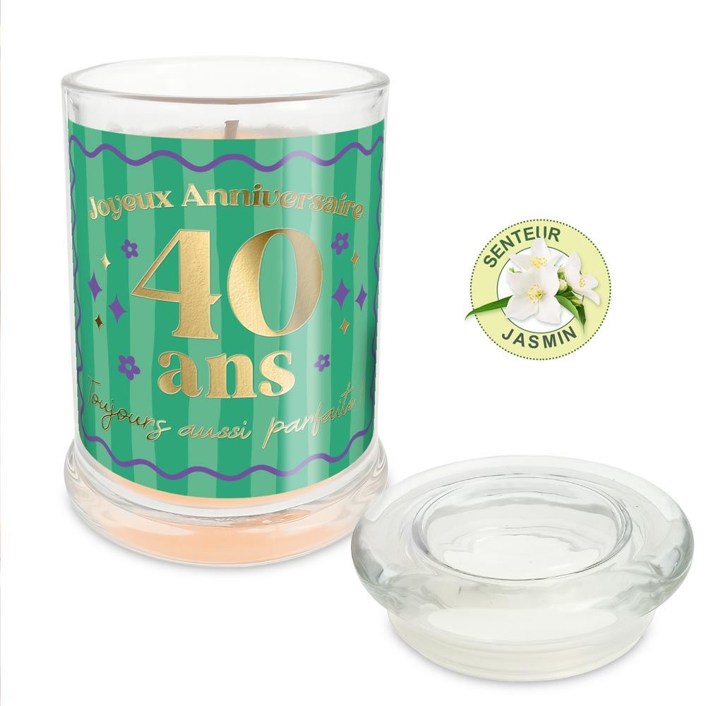 Bougie verre jasmin anniversaire 40 ans