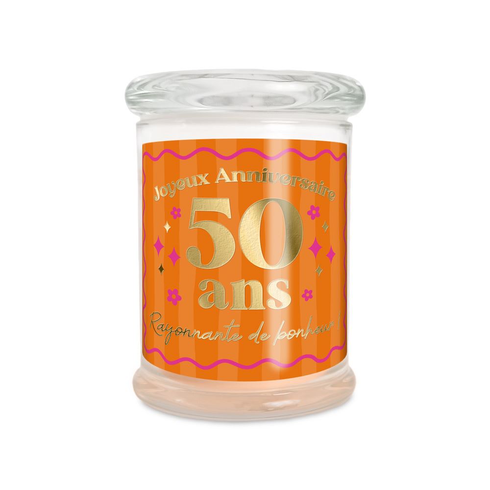 Bougie verre jasmin anniversaire 50 ans