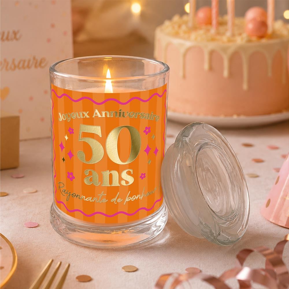 Bougie verre jasmin anniversaire 50 ans
