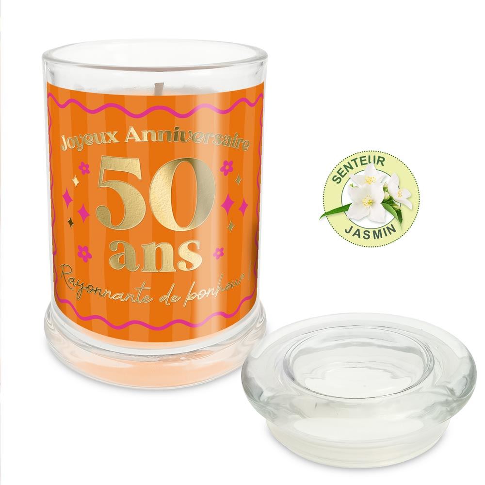 Bougie verre jasmin anniversaire 50 ans