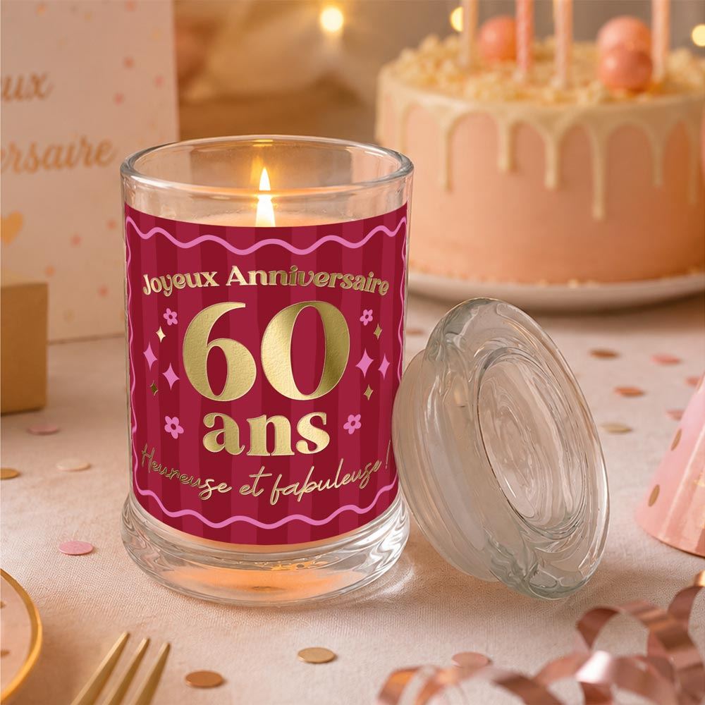 Bougie verre jasmin anniversaire 60 ans