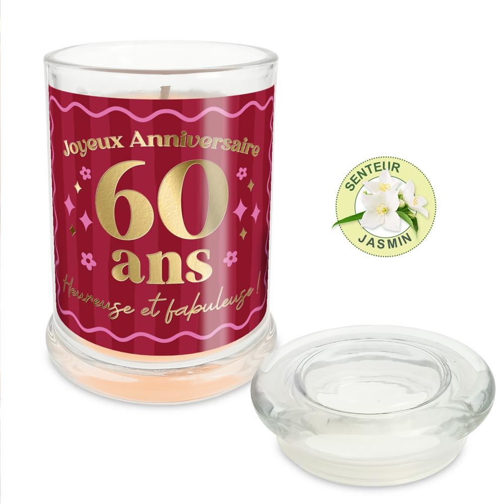 Bougie verre jasmin anniversaire 60 ans