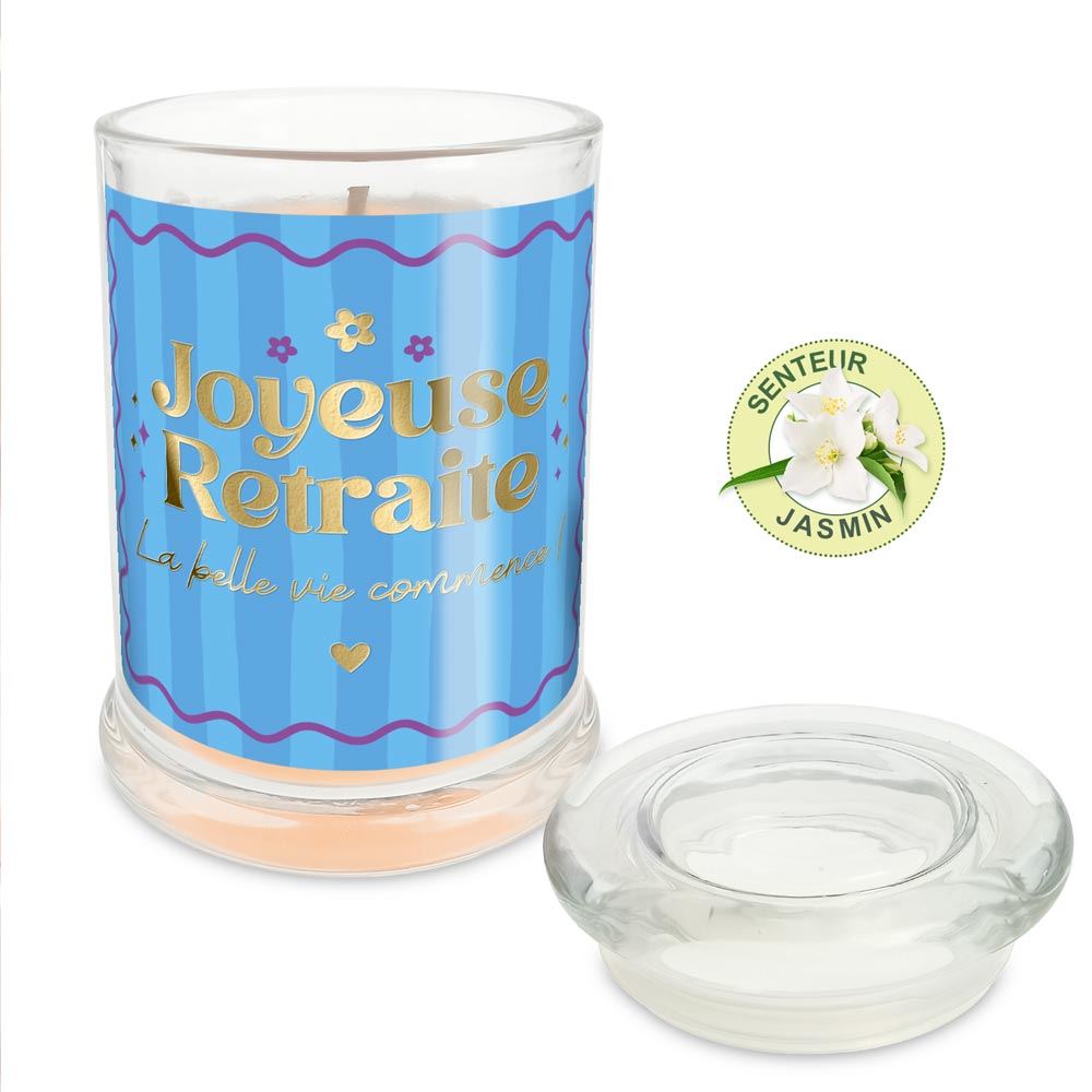 Bougie verre jasmin joyeuse retraite