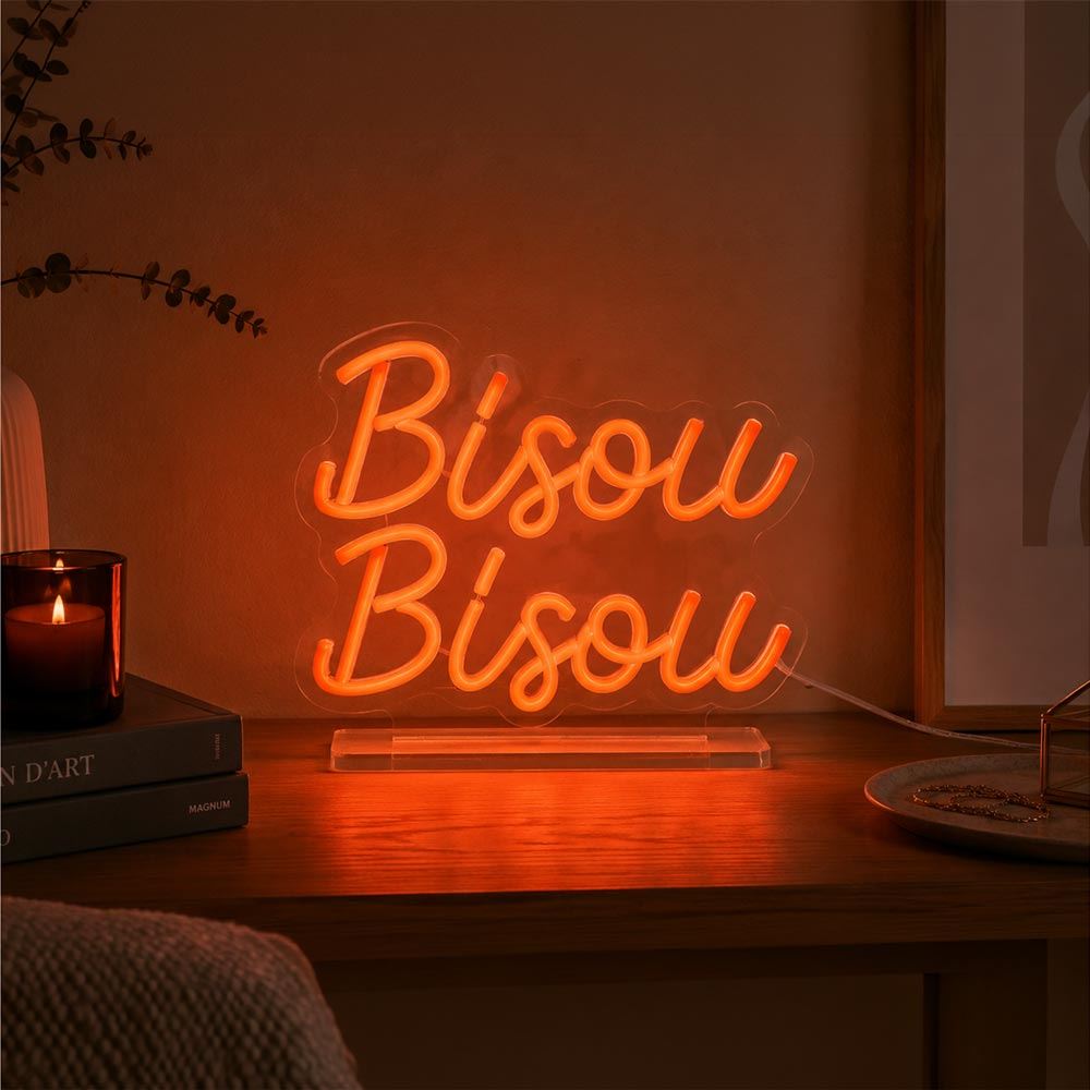 Decoration neon a poser bisou bisou