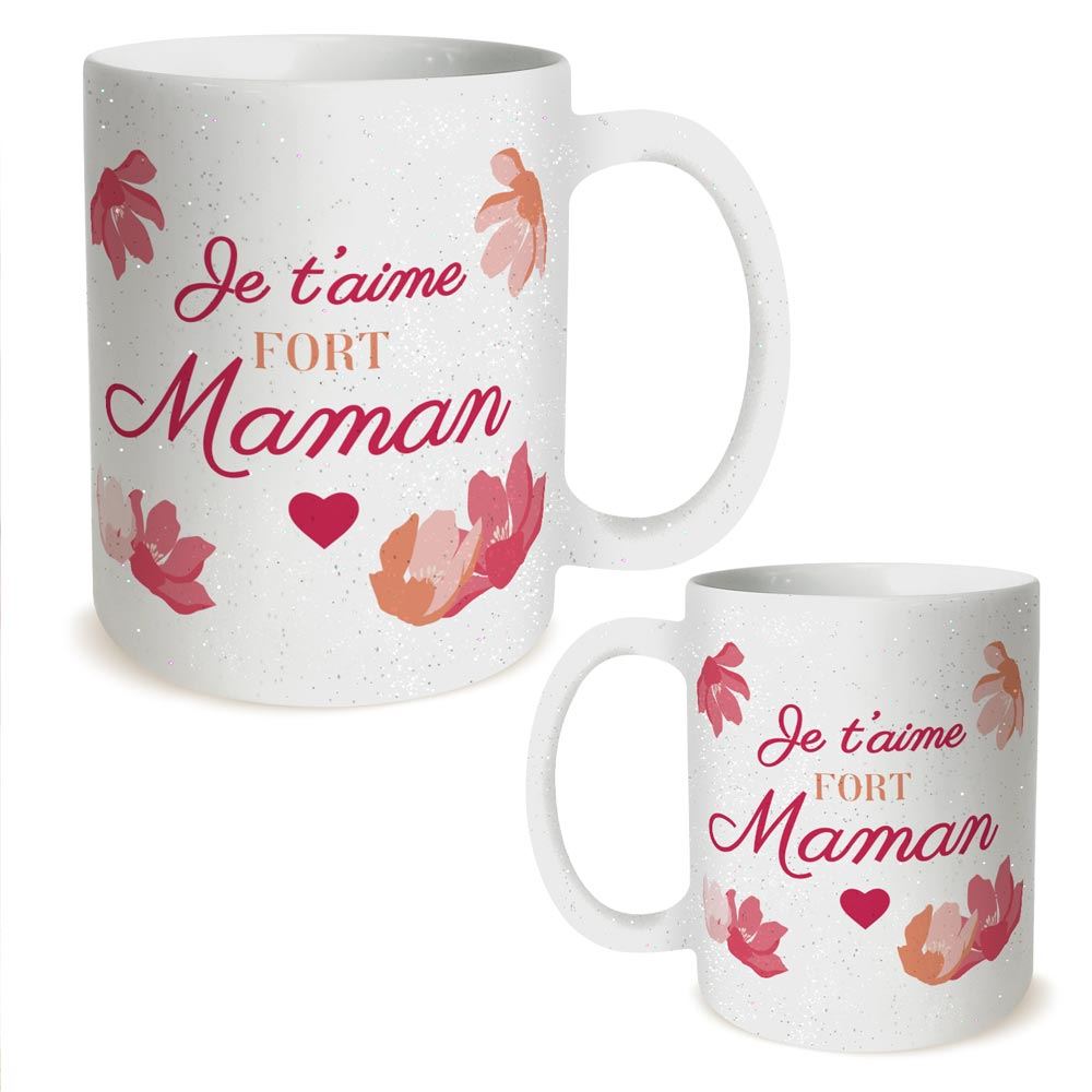 Mug a paillettes je t aime fort maman