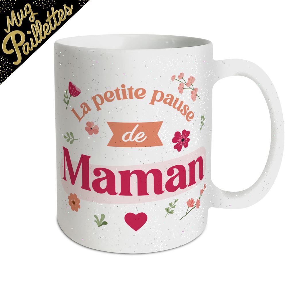 Mug a paillettes la petite pause de maman