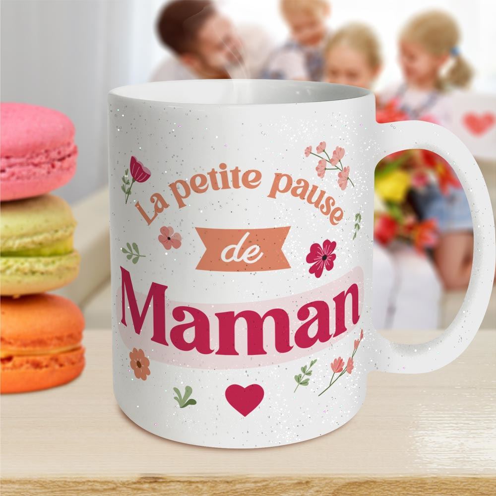 Mug a paillettes la petite pause de maman