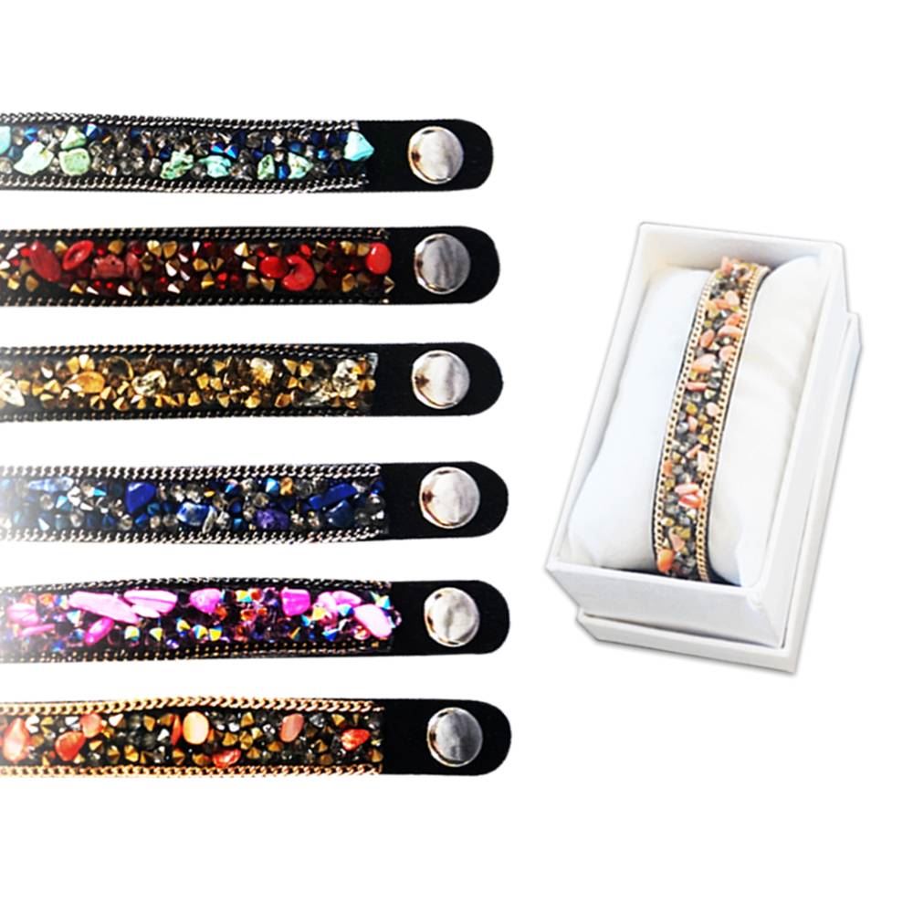 Bracelet pierre strass 6mods / 24pcs
