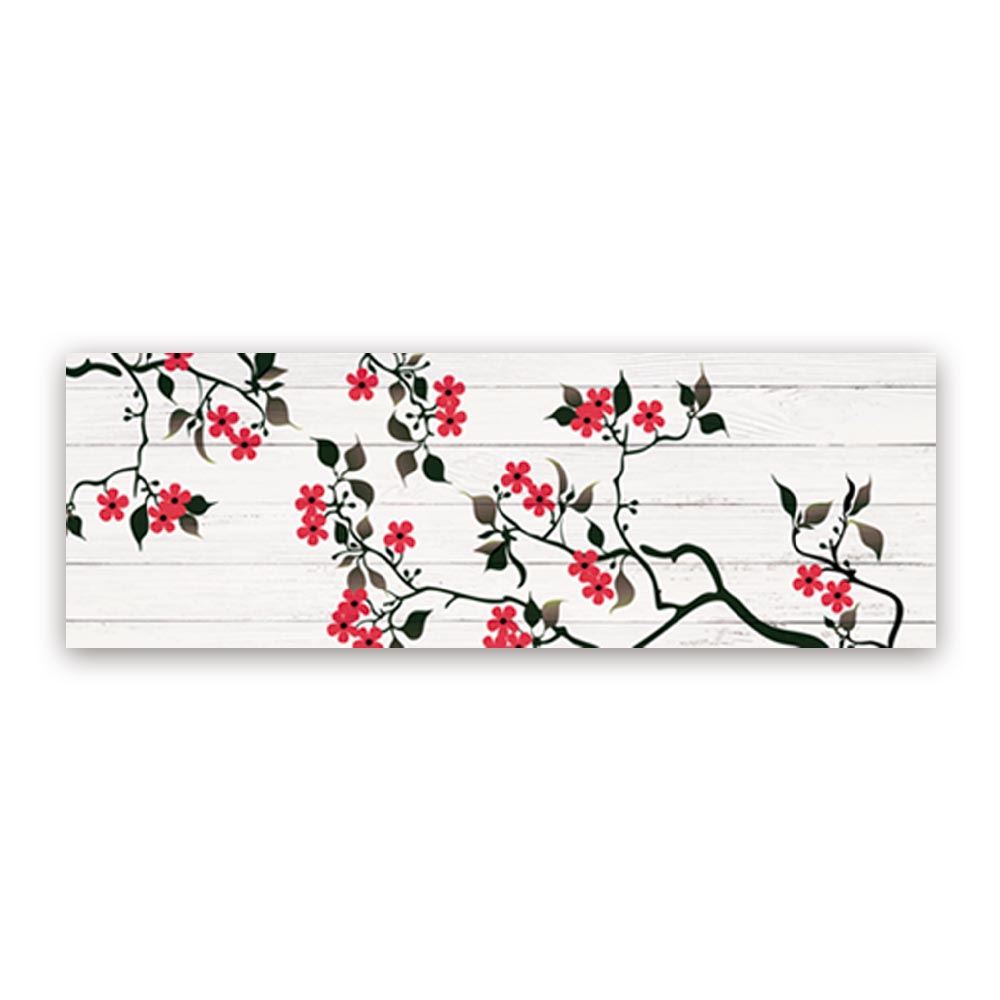 Toile vegetoile fleurs rouges