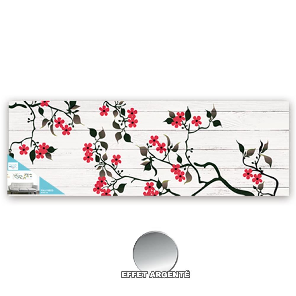 Toile vegetoile fleurs rouges