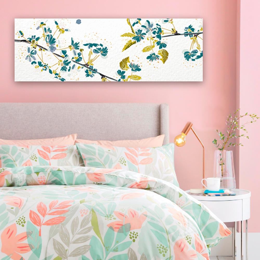 Toile vegetoile fleurs bleues