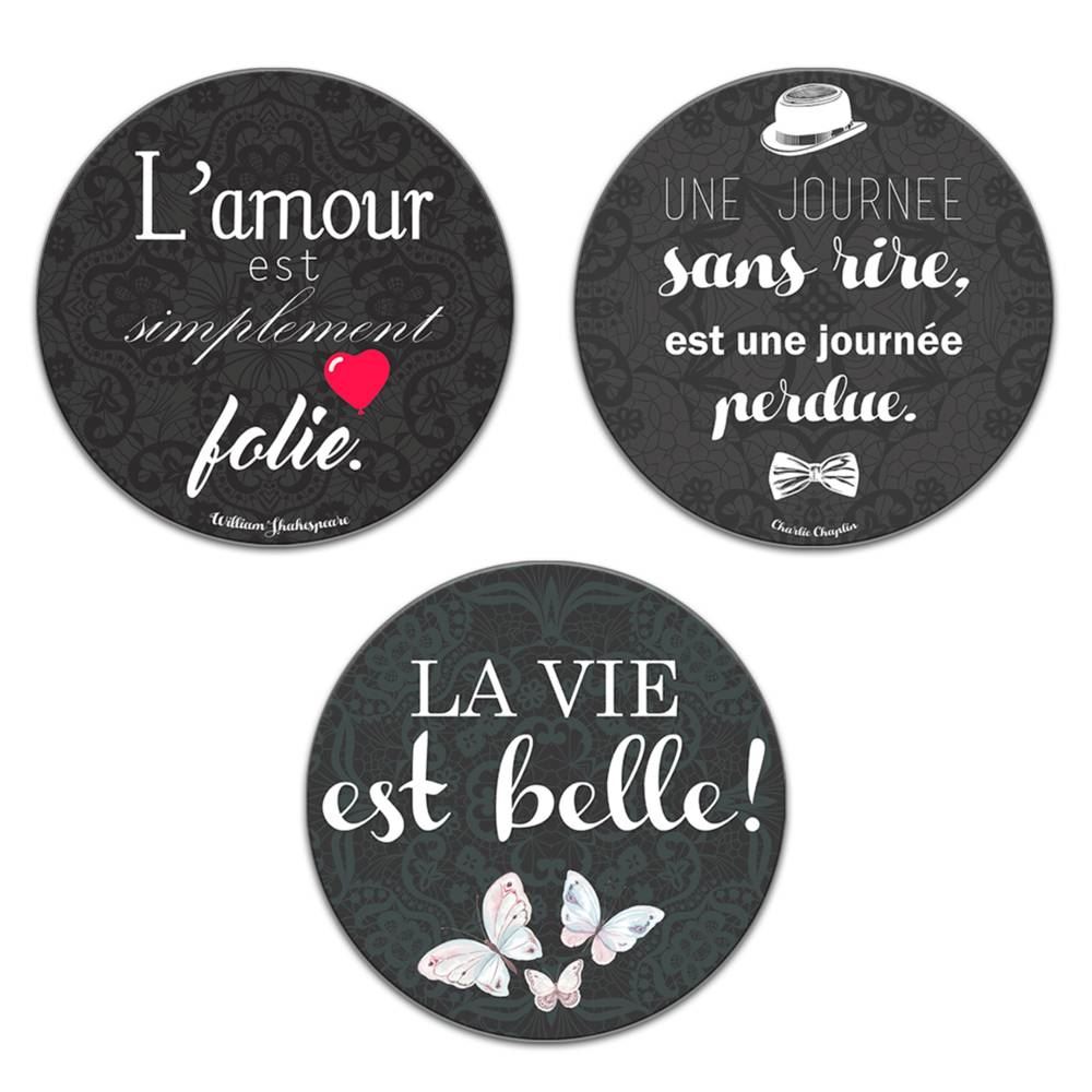 Toile citations ronde 3mods /12pcs