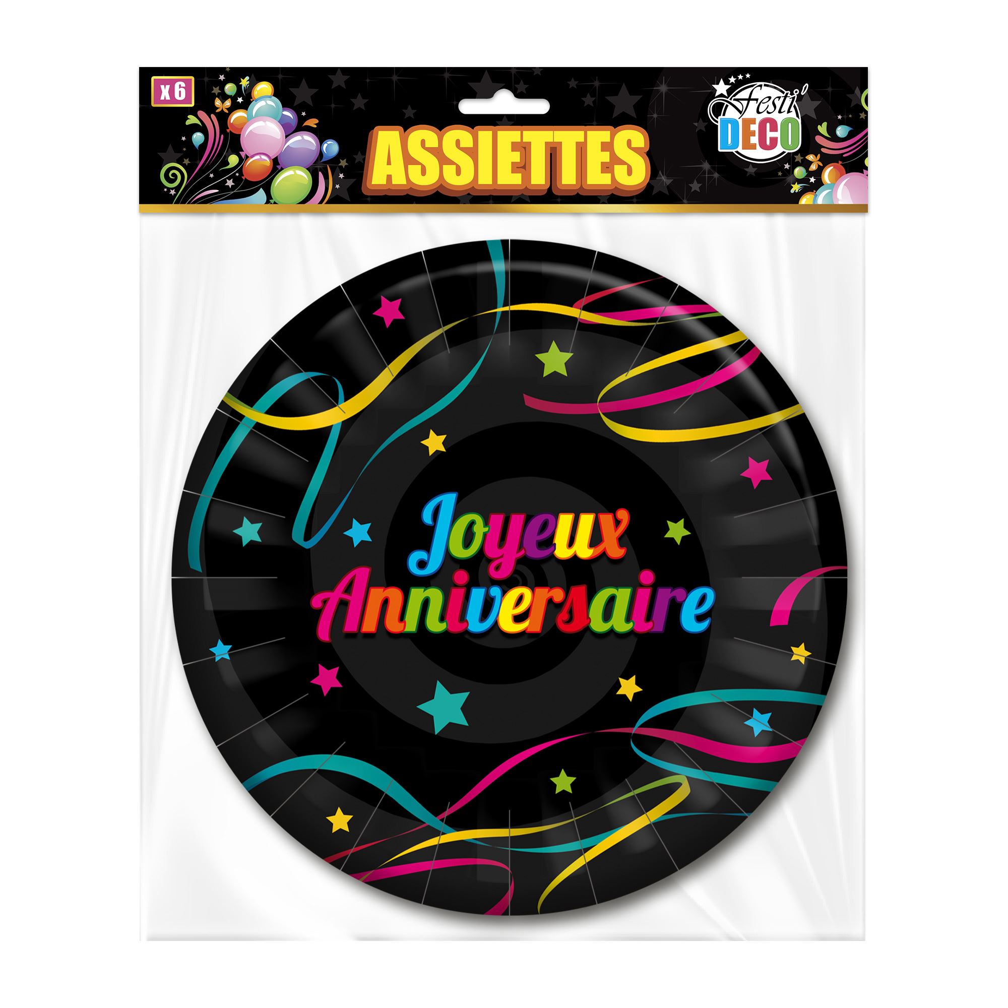 Pack 6 assiettes anniversaire