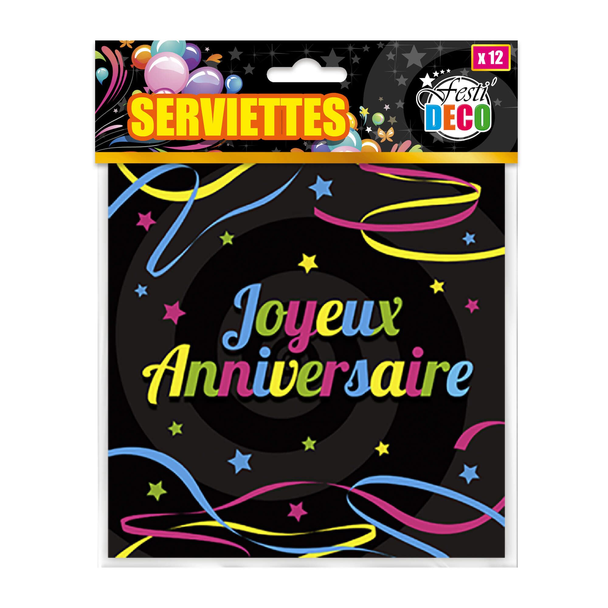 Pack 12 serviettes anniv/