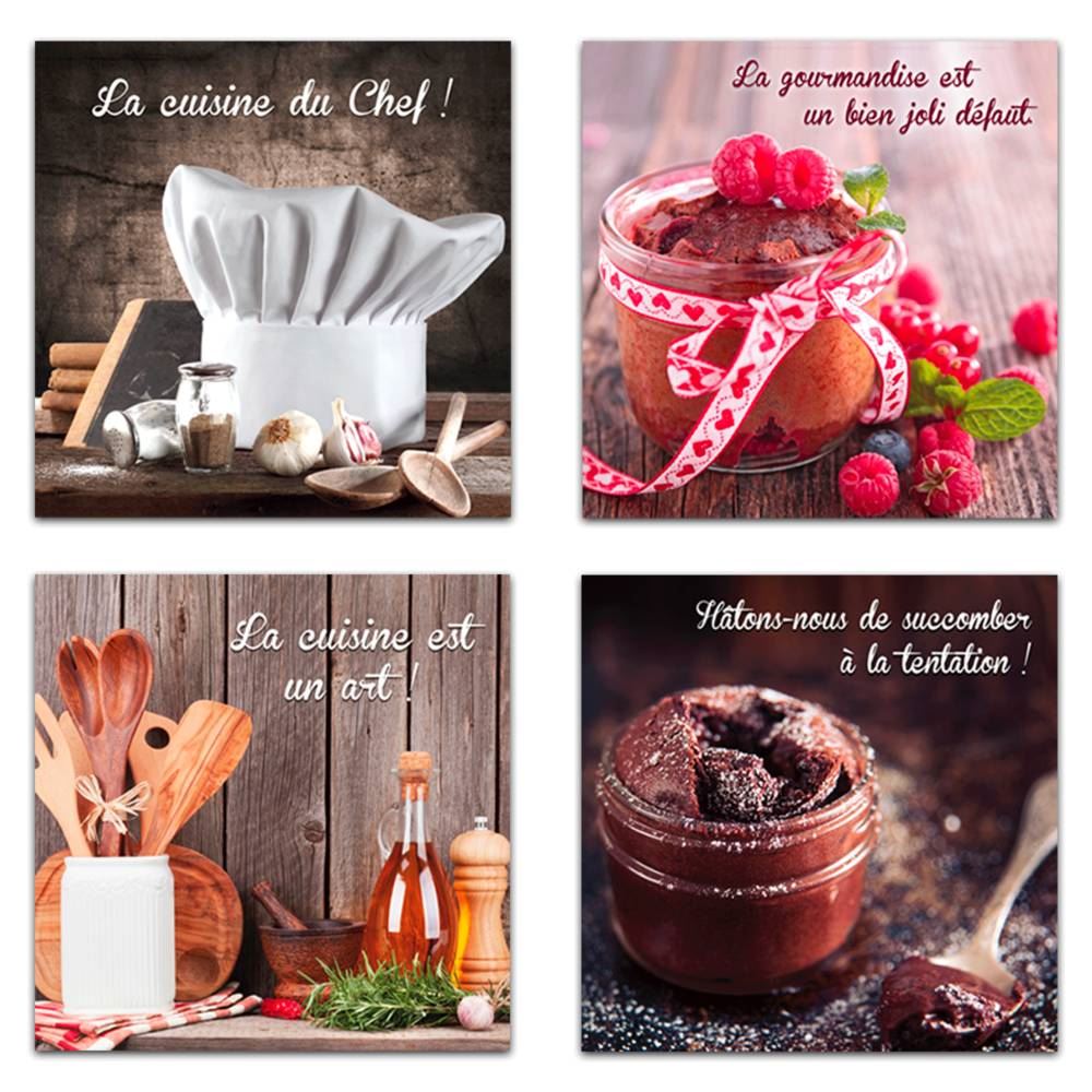 Toile cuisine 40x40cm 4mods /16pcs