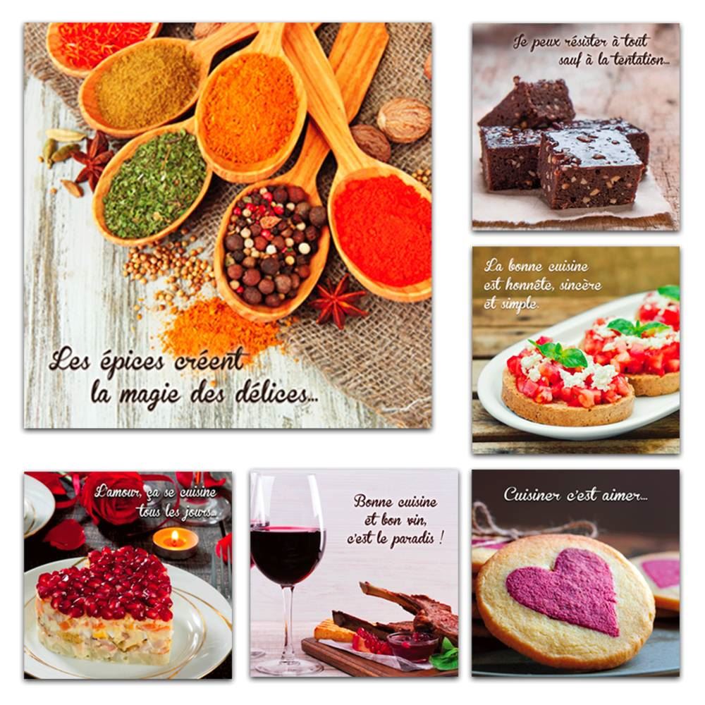 Toile cuisine 28x28cm 6mods /18pcs