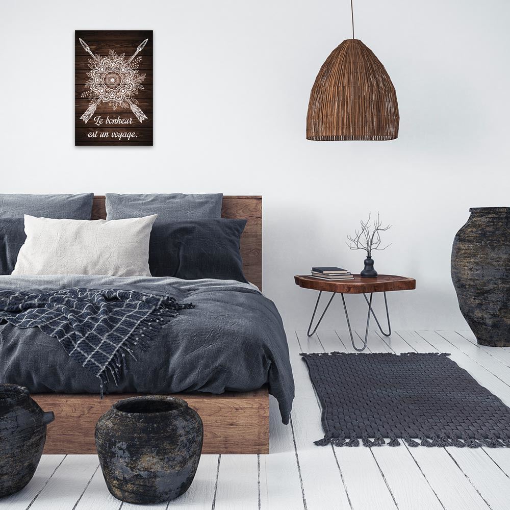Toile boho fleches "le bonheur"