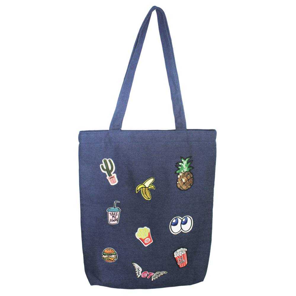 Sac shopping jean patch